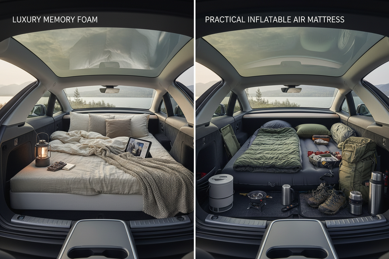 Memory Foam vs. Inflatable: The Best Sleep Setup for the New Model Y Juniper