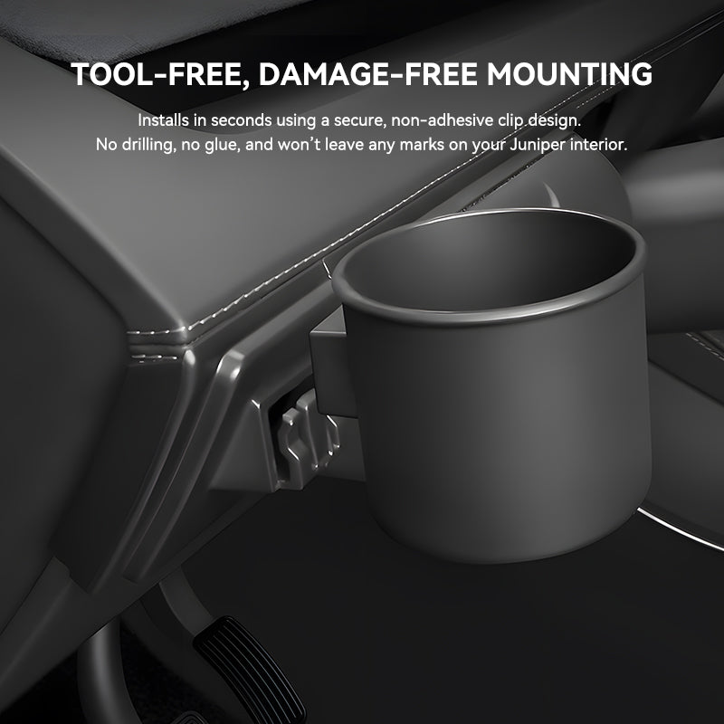 2-in-1 Dashboard Cup Holder & Magnetic Glasses Case for Tesla Model Y Juniper 2025+ (No-Drill Fit)