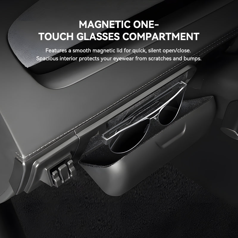 2-in-1 Dashboard Cup Holder & Magnetic Glasses Case for Tesla Model Y Juniper 2025+ (No-Drill Fit)