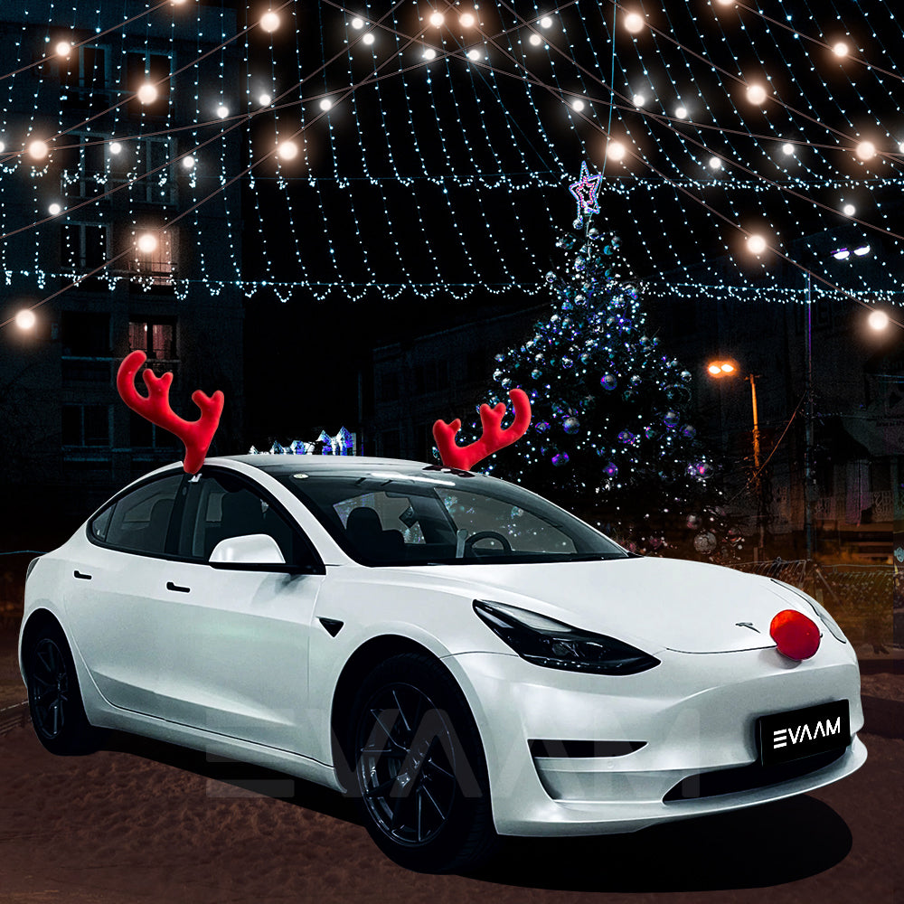 EVAAM® Reindeer Car Kit Antlers And Nose Set Christmas Decoration - EVAAM