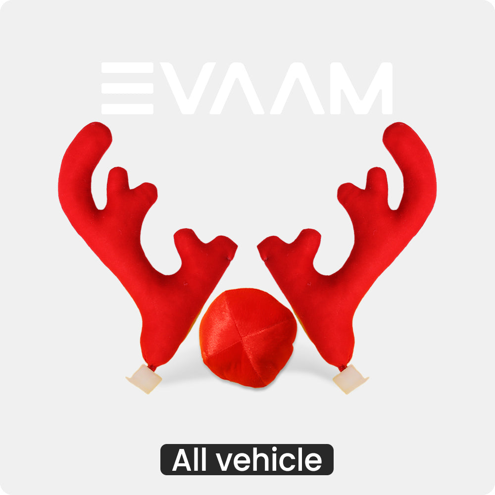 EVAAM Reindeer Car Kit Antlers and Nose Set Christmas Decoration Red