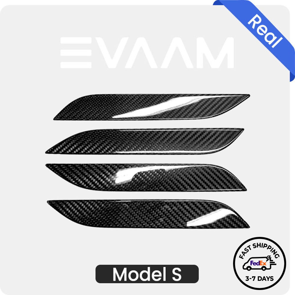 EVAAM® Gloss Real Carbon Fiber Door Handle Cover for Tesla Model S (2012-2023) - EVAAM