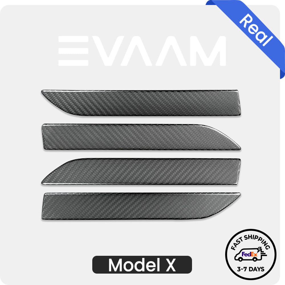 EVAAM® Matte Real Carbon Fiber Tesla Door Handle Cover for Model X (2016-2023) - EVAAM