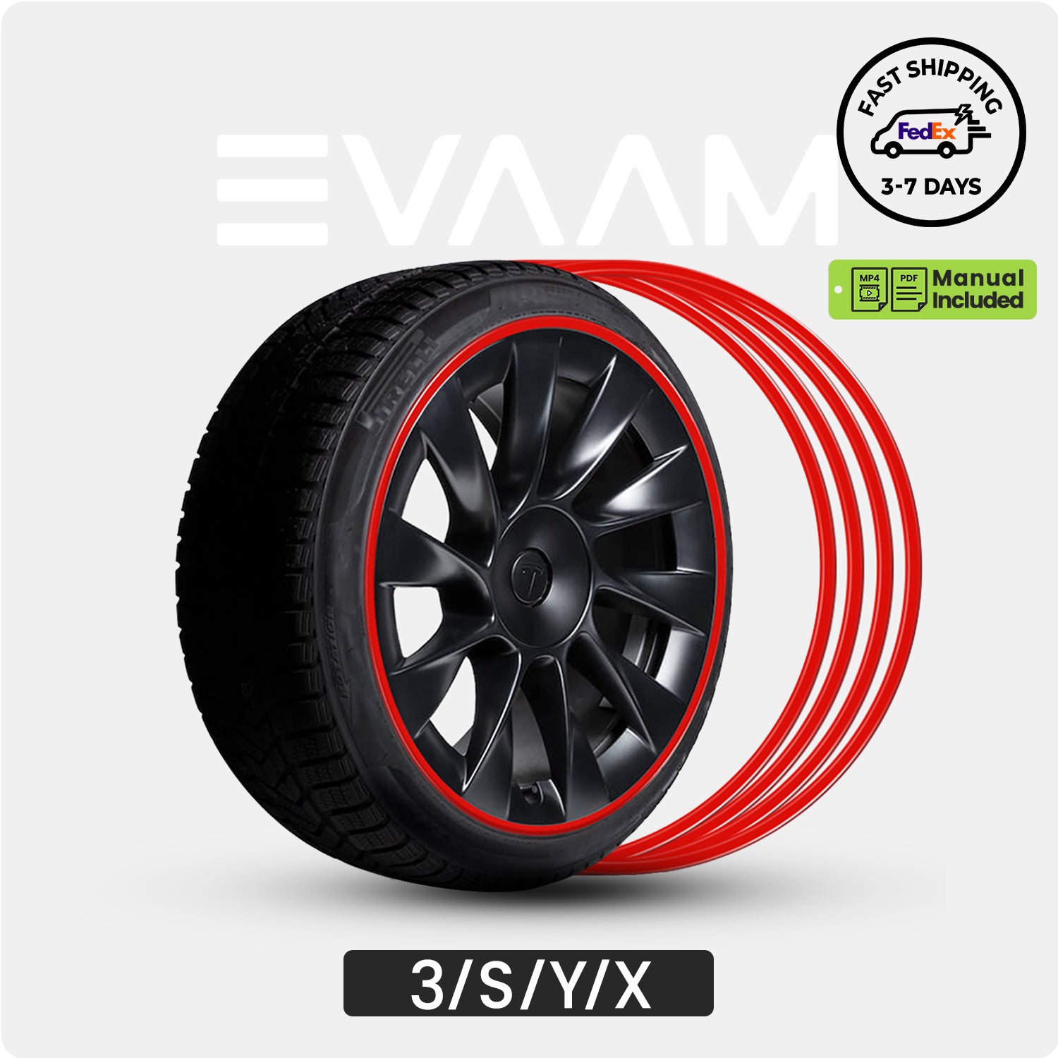 EVAAM® Aluminum Alloy Wheel Rim Protector Rim Case for Tesla All Models (4 PCS) (2012-2025) - EVAAM