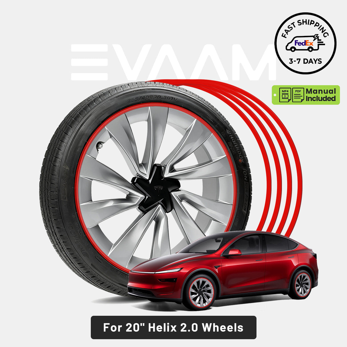 20" Helix 2.0 Wheels Aluminum Alloy Wheel Rim Protectors for Tesla Model Y Juniper 2025+