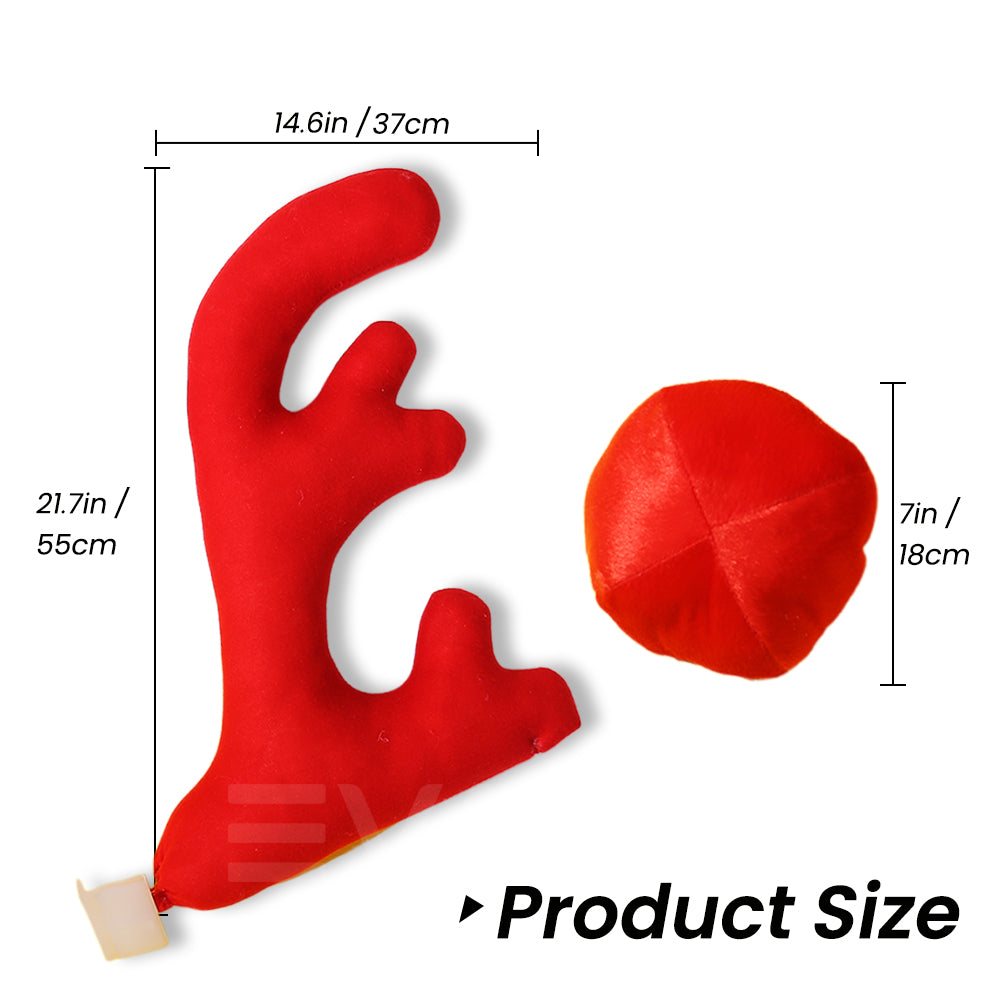 EVAAM® Reindeer Car Kit Antlers And Nose Set Christmas Decoration - EVAAM