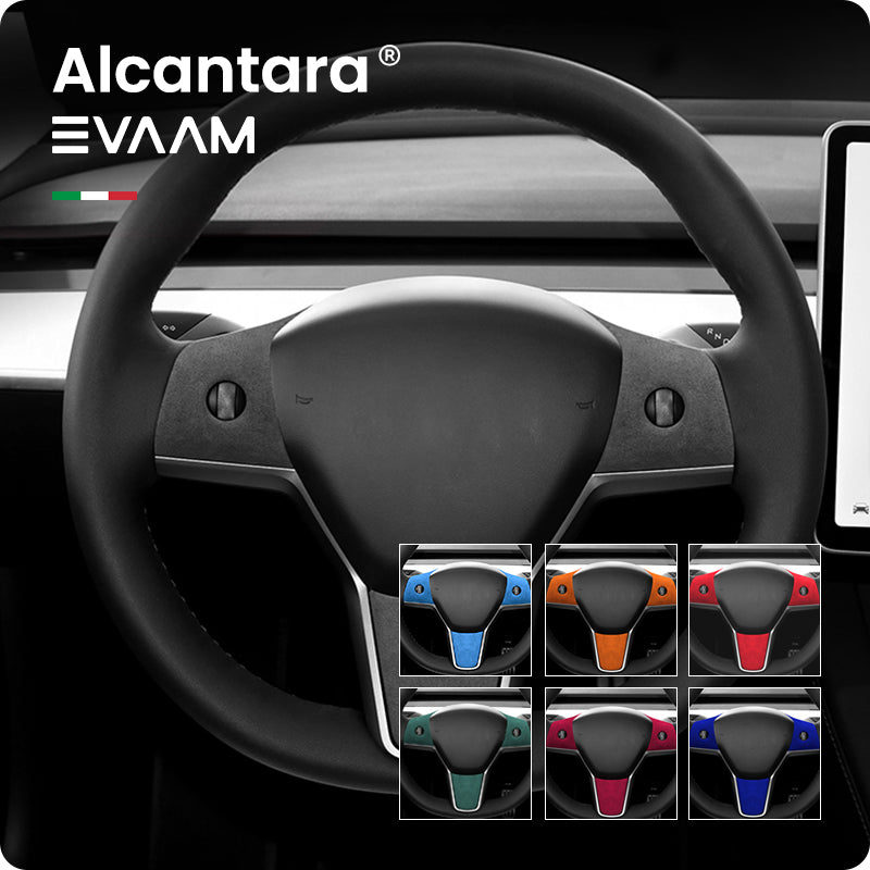 EVAAM® Alcantara Steering Wheel Wrap Cover Kit for Tesla Model 3/Y (2017-2023) - EVAAM