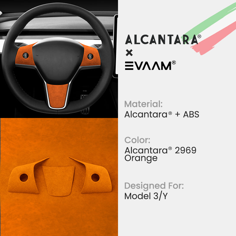 EVAAM® Alcantara Steering Wheel Wrap Cover Kit for Tesla Model 3/Y (2017-2023) - EVAAM