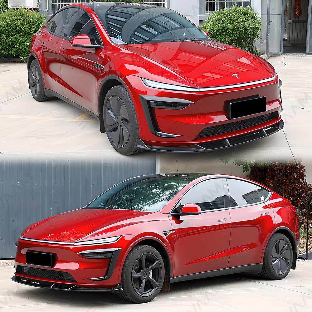 EVAAM® 3-Piece Front Lip Spoiler & Fog Light Trim for Tesla Model Y Juniper 2025+ - EVAAM