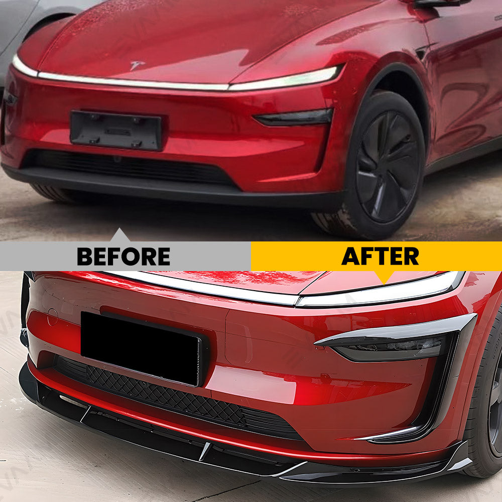EVAAM® 3-Piece Front Lip Spoiler & Fog Light Trim for Tesla Model Y Juniper 2025+ - EVAAM
