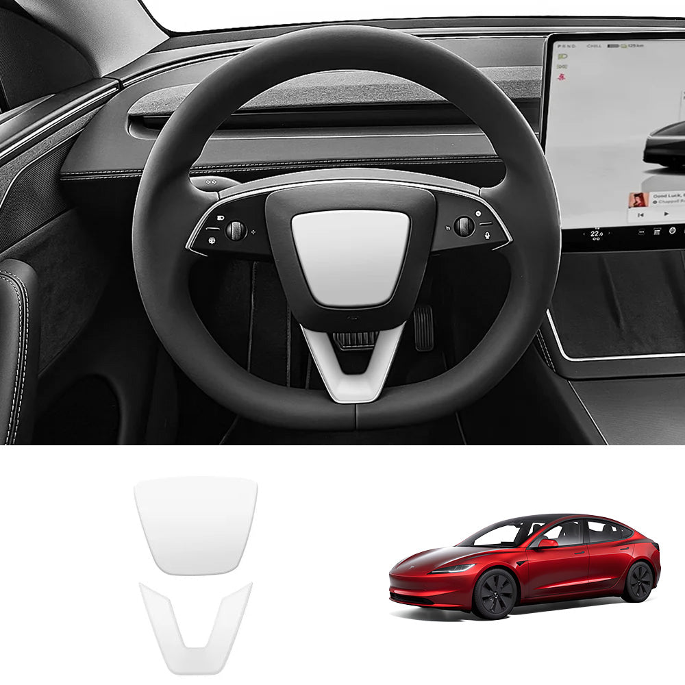 EVAAM® ABS Steering Wheel Center & V-Shape Trim for Tesla Model Y Juniper 2025+ / Model 3 Highland 2024+ - EVAAM