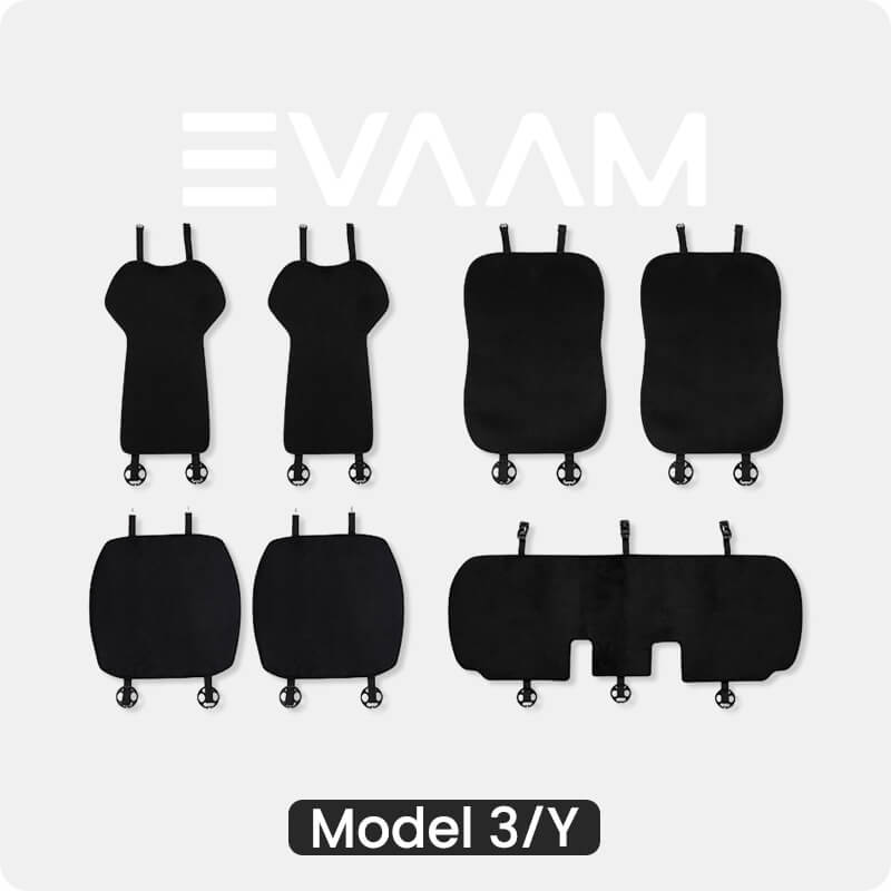 EVAAM® All Weather Seat Cover Front Rear Seat Cushion And Backrest for Model 3/Y - EVAAM