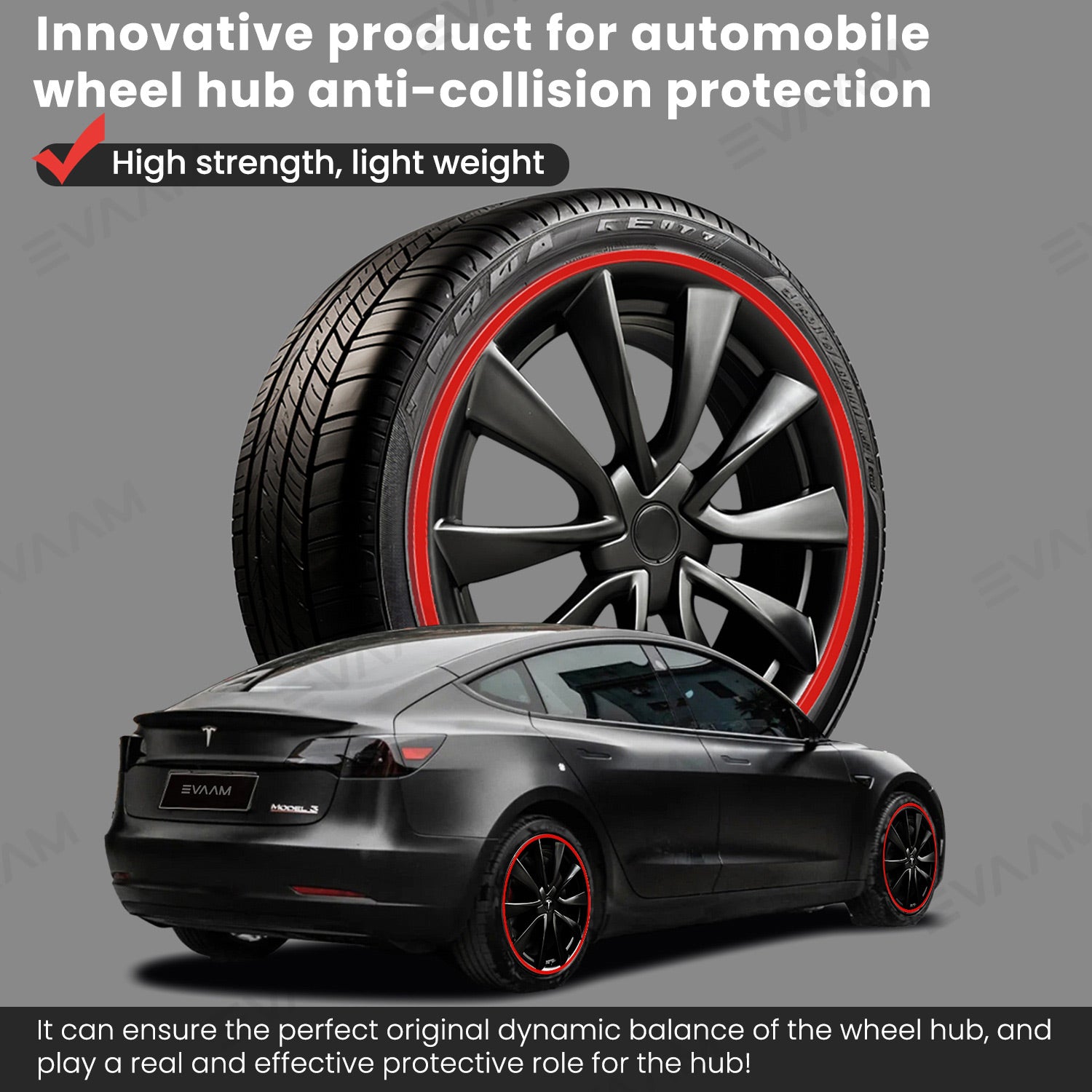 EVAAM® Aluminum Alloy Wheel Rim Protector Rim Case for Tesla All Models (4 PCS) (2012-2025) - EVAAM