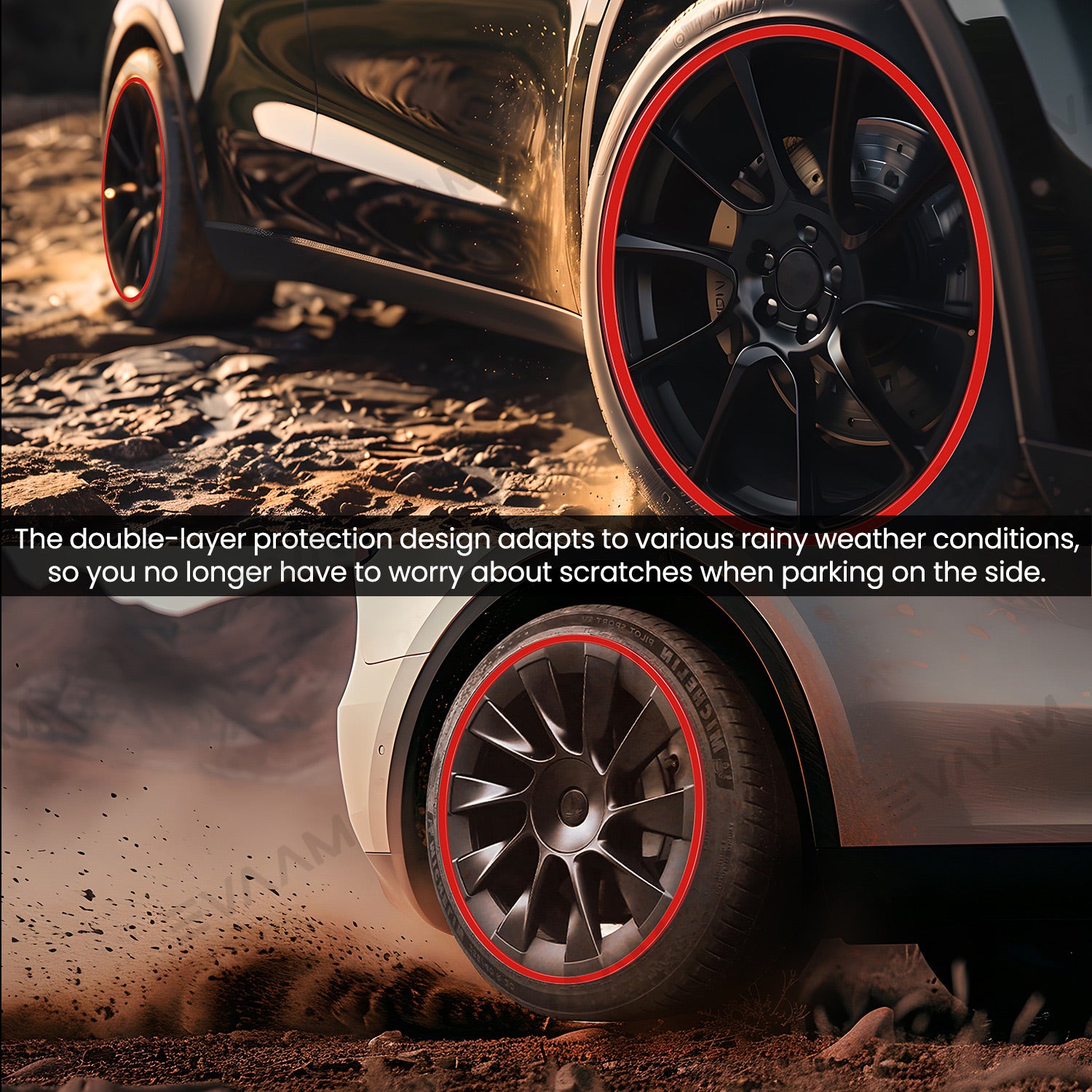 EVAAM® Aluminum Alloy Wheel Rim Protector Rim Case for Tesla All Models (4 PCS) (2012-2025) - EVAAM