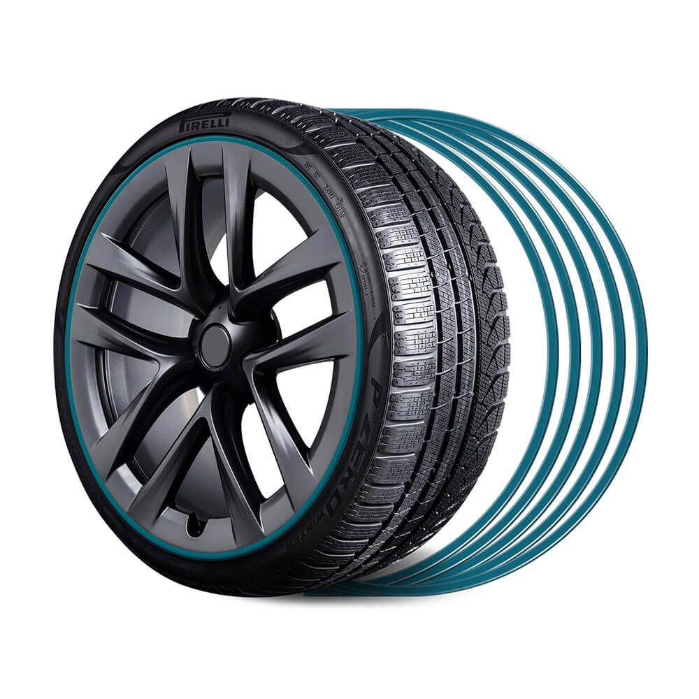 EVAAM® Green Aluminum Alloy Wheel Rim Protector - Fits All Cars (5pcs) - EVAAM