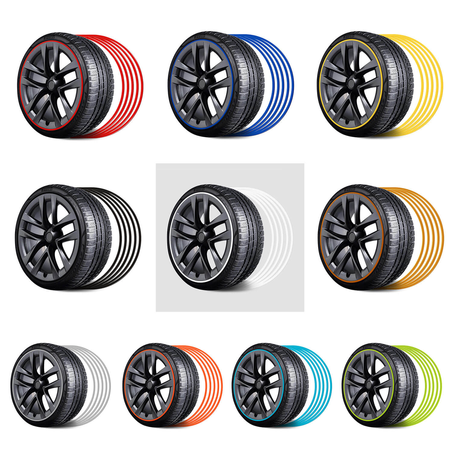 EVAAM® Green Aluminum Alloy Wheel Rim Protector - Fits All Cars (5pcs) - EVAAM