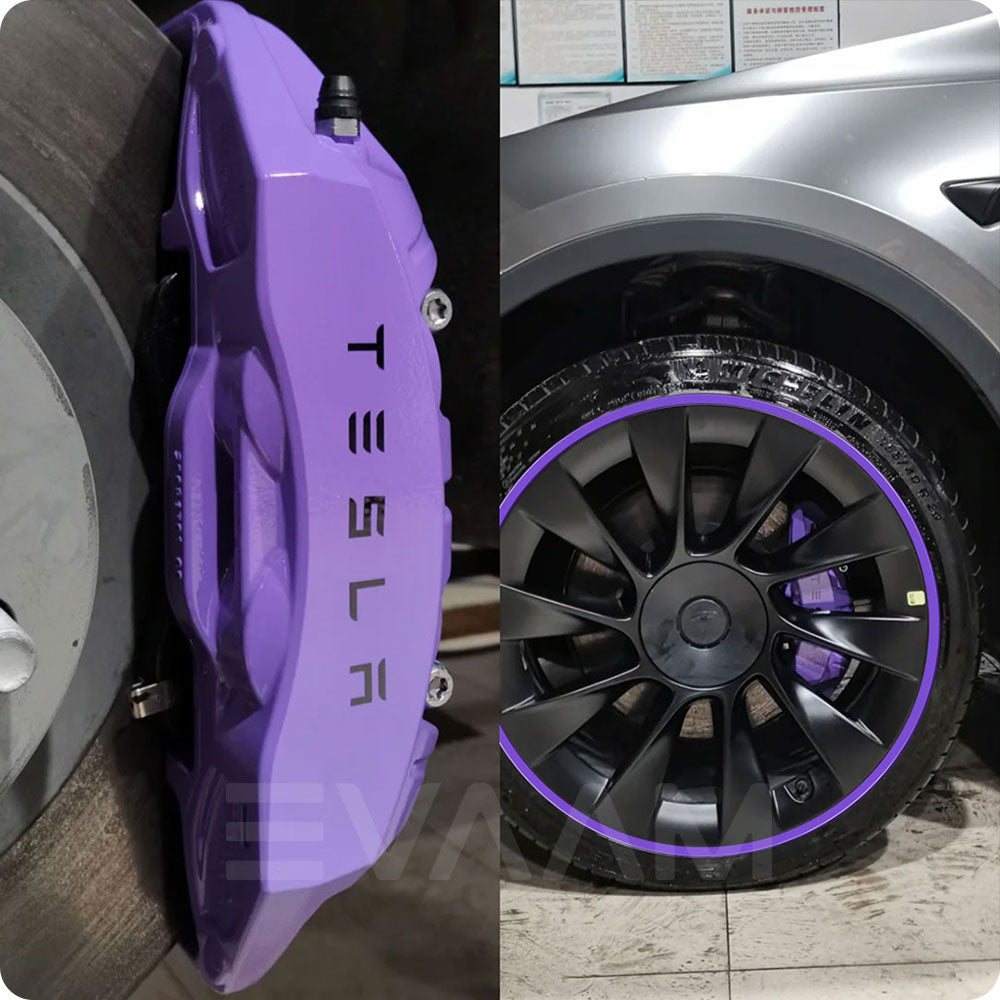 EVAAM® Aluminum Alloy Wheel Rim Protector (4 PCS) + Caliper Covers (4PCS) For Tesla Model 3/Y - EVAAM