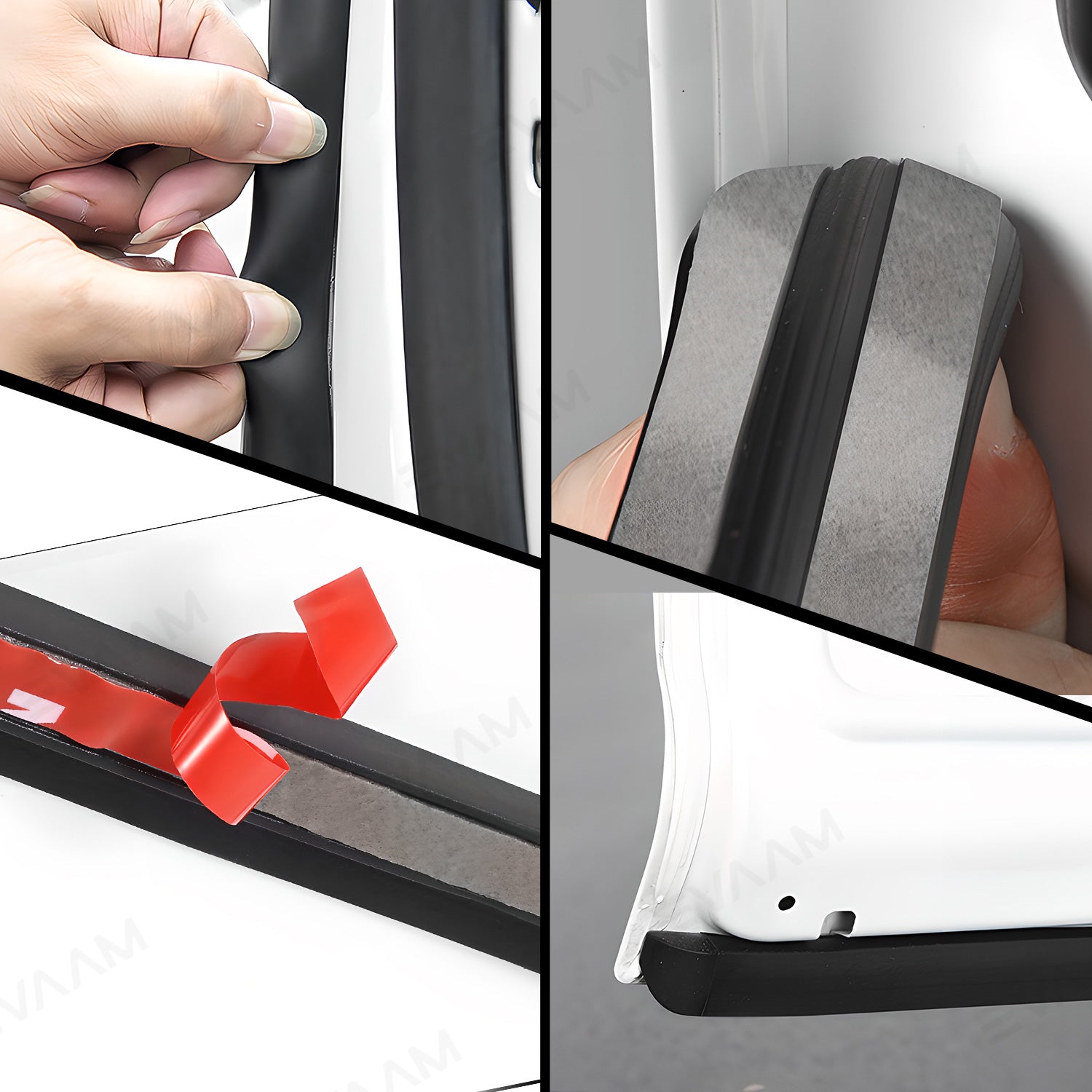 EVAAM® Car Door Seal Strip Kit Soundproof Rubber for Tesla Model S/3/X/Y - EVAAM