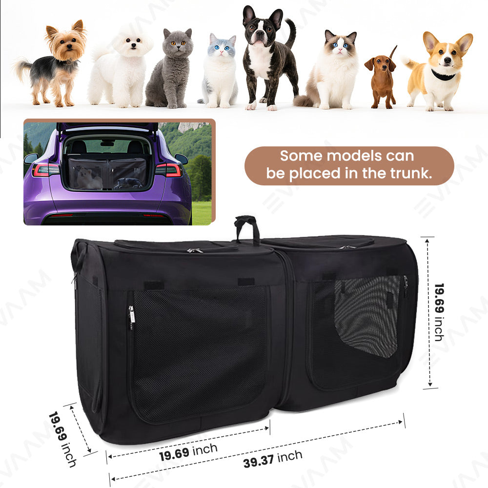 EVAAM® Car Rear Seat Dog Crate For Model 3/Y/S/X/Cybertruck - EVAAM