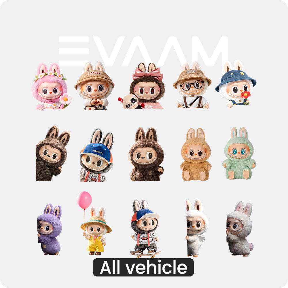 EVAAM® Labubu Car Decal Sticker - Fits All Cars - EVAAM