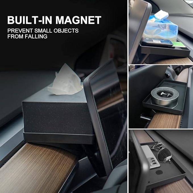 EVAAM® Magnetic Center Console Screen Organizer Tray For Tesla Model 3/Y Accessories - EVAAM