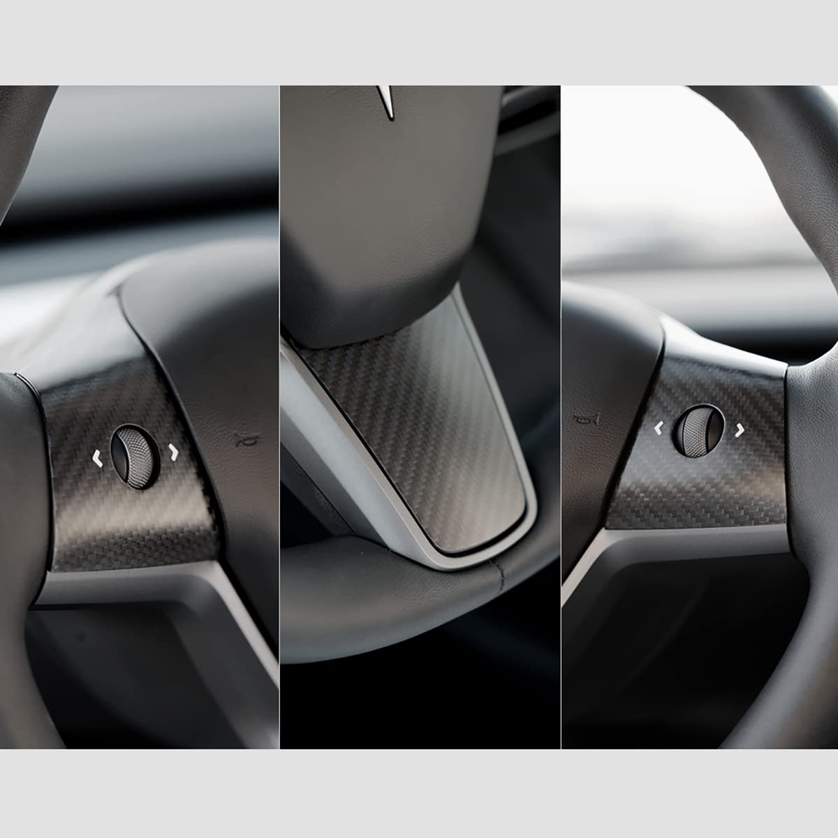 EVAAM® Matte Real Carbon Fiber Steering Wheel Wrap Cover Kit for Tesla Model 3/Y (2017-2023) - EVAAM