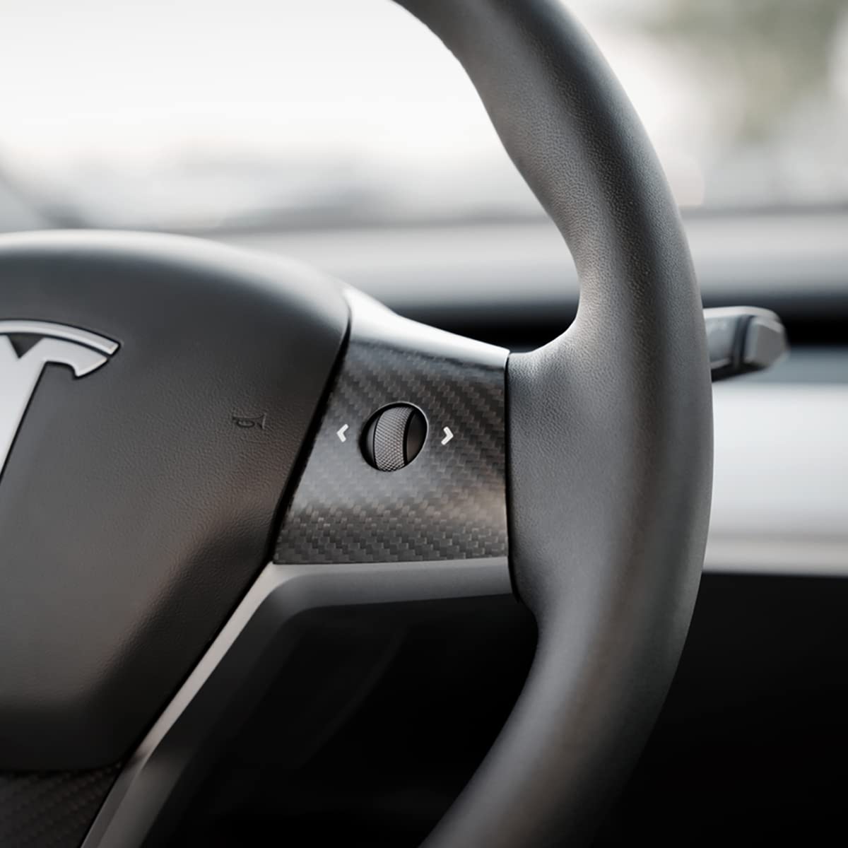 EVAAM® Matte Real Carbon Fiber Steering Wheel Wrap Cover Kit for Tesla Model 3/Y (2017-2023) - EVAAM