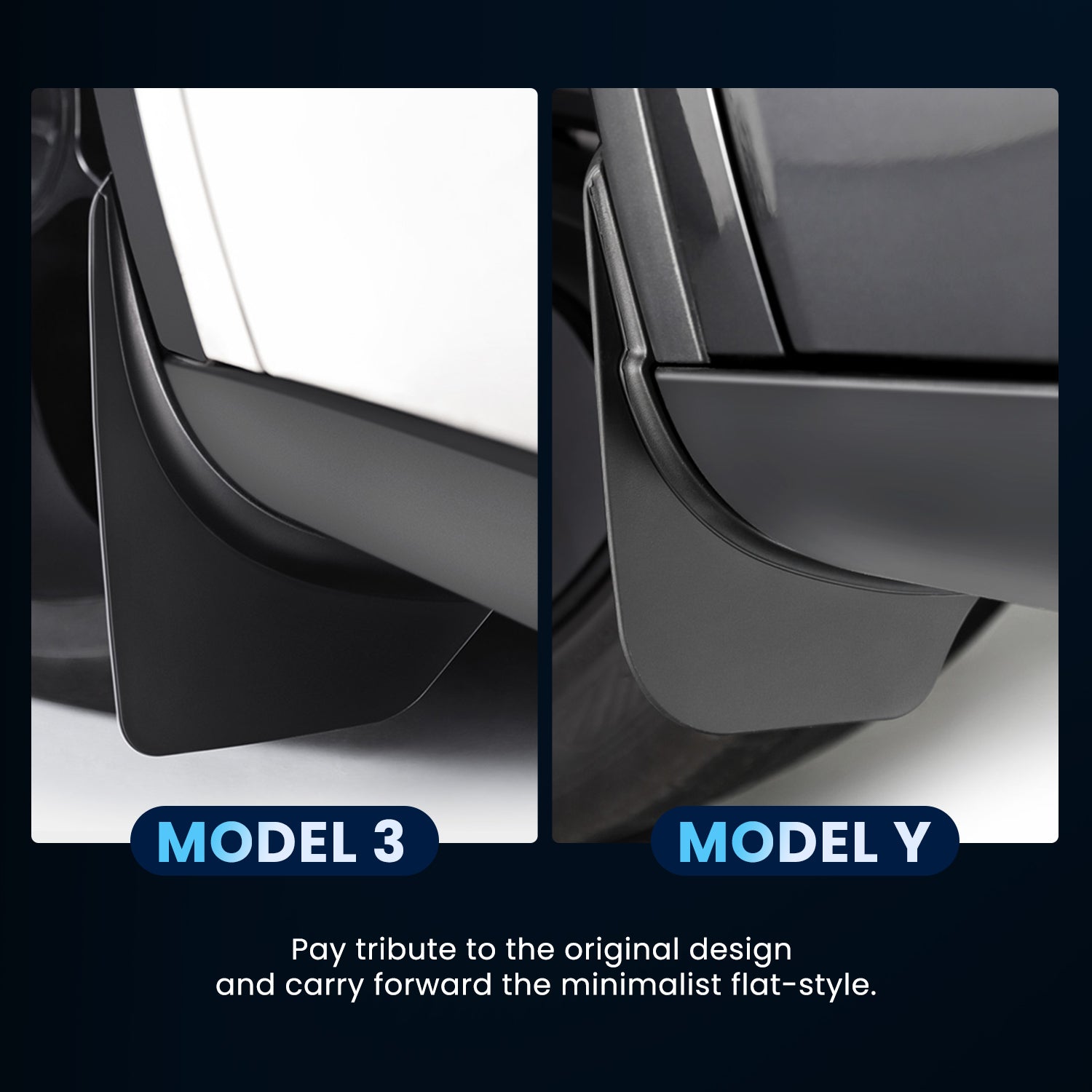 EVAAM® No-Drill Front & Rear Fender Mud Flaps for Tesla Model Y Juniper 2025+ (4 PCS) - EVAAM