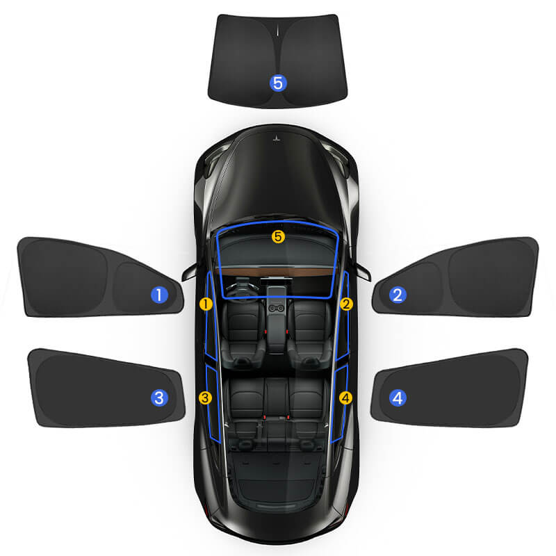 EVAAM® Privacy and Thermal Insulated Shades Curtains for Model 3 Accessories - EVAAM