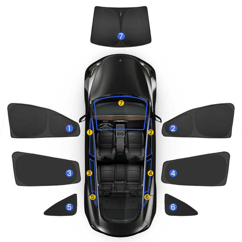 EVAAM® Privacy and Thermal Insulated Shades Curtains for Model 3 Accessories - EVAAM