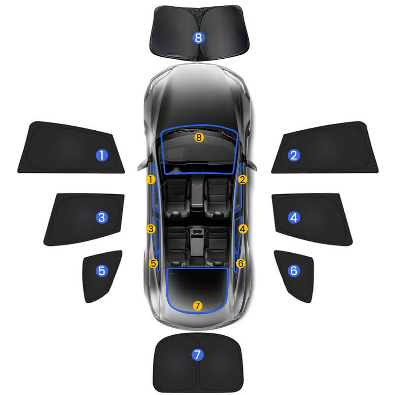 EVAAM® Privacy and Thermal Insulated Shades Curtains for Model S Accessories - EVAAM
