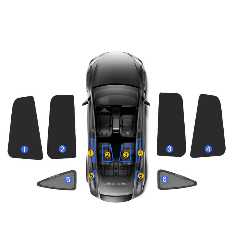 EVAAM® Privacy and Thermal Insulated Shades Curtains for Model X Accessories - EVAAM