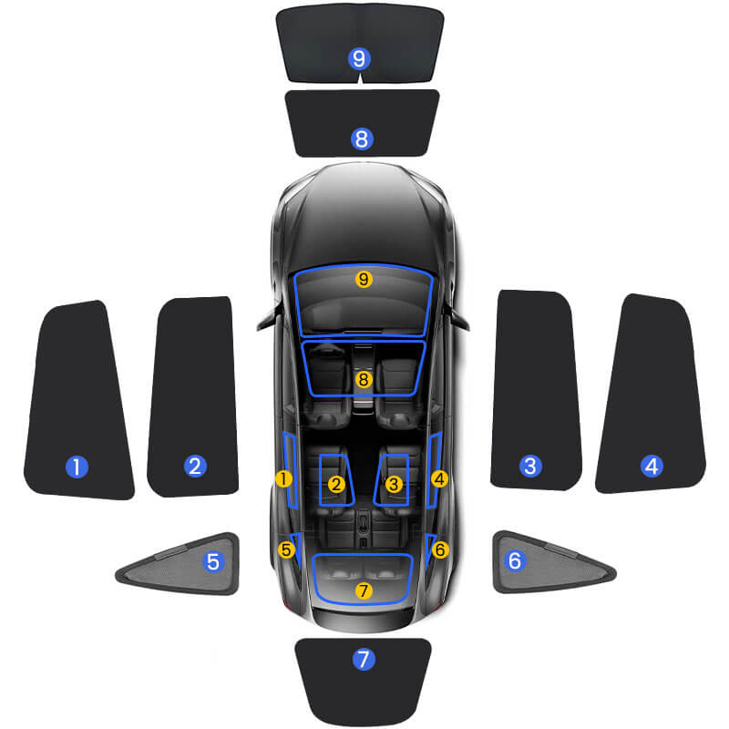 EVAAM® Privacy and Thermal Insulated Shades Curtains for Model X Accessories - EVAAM