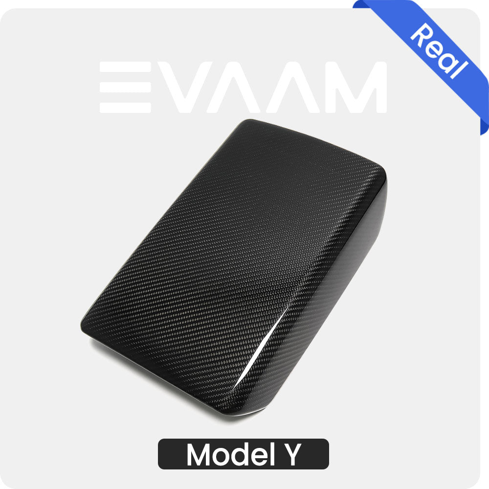 EVAAM® Real Carbon Fiber Armrest Cover for Tesla Model Y Juniper 2025+/Model 3 Highland 2024+ - EVAAM