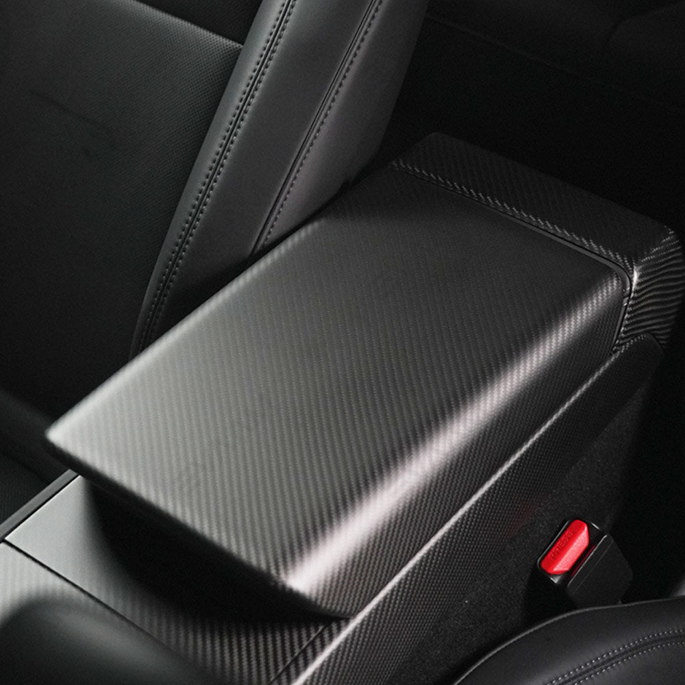 EVAAM® Real Carbon Fiber Armrest Cover for Tesla Model Y Juniper 2025+/Model 3 Highland 2024+ - EVAAM