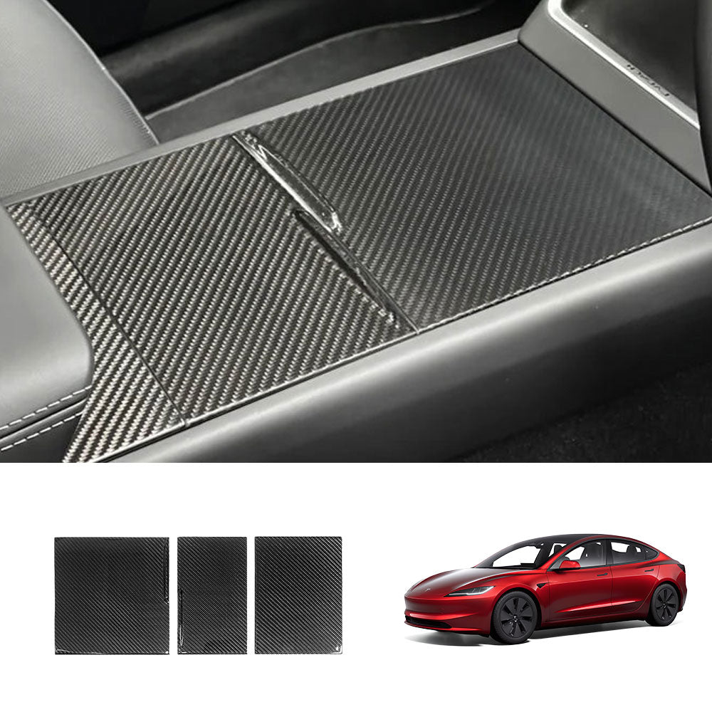 EVAAM® Real Carbon Fiber Center Console Panel Cover for Tesla Model Y Juniper 2025+/Model 3 Highland 2024+ - EVAAM