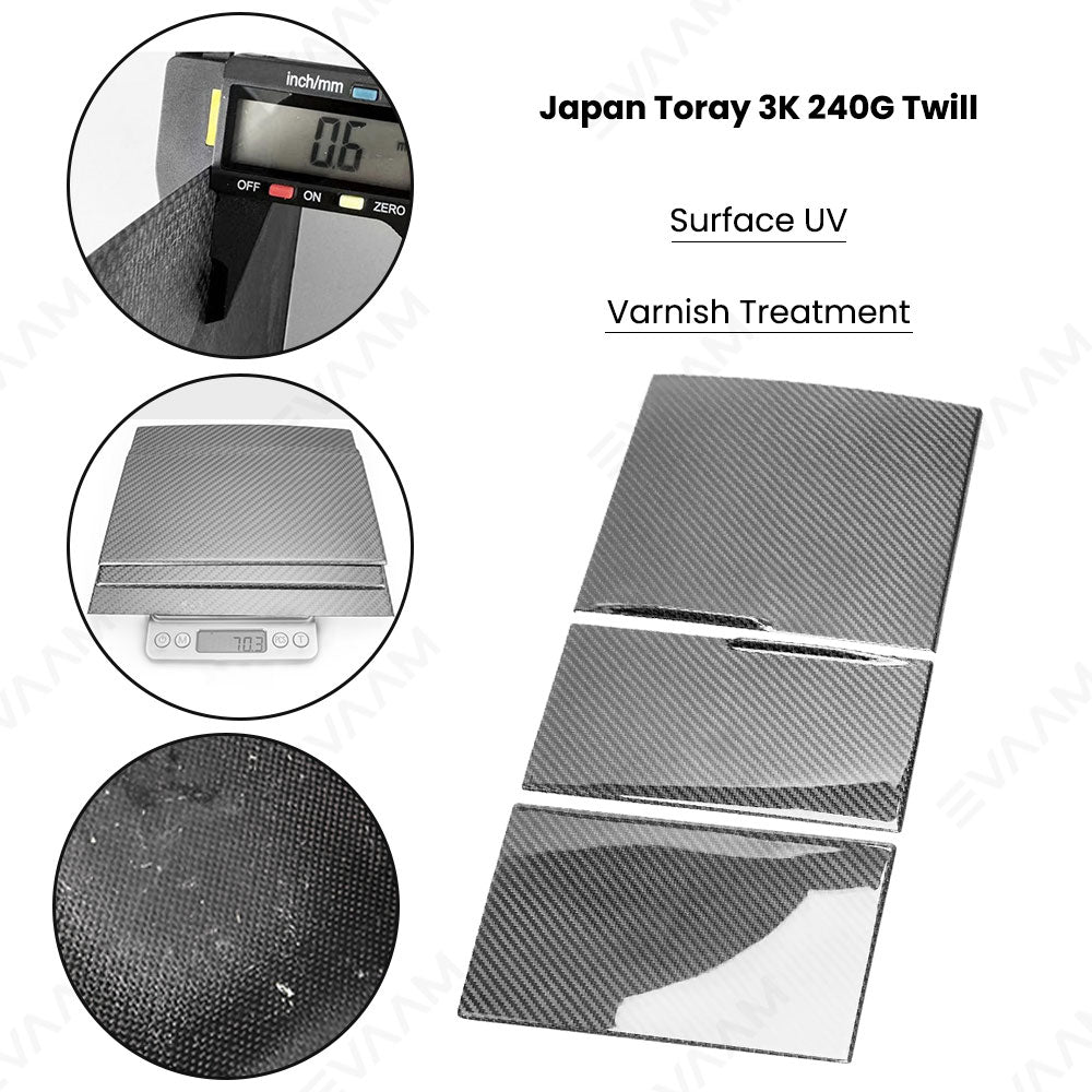 EVAAM® Real Carbon Fiber Center Console Panel Cover for Tesla Model Y Juniper 2025+/Model 3 Highland 2024+ - EVAAM