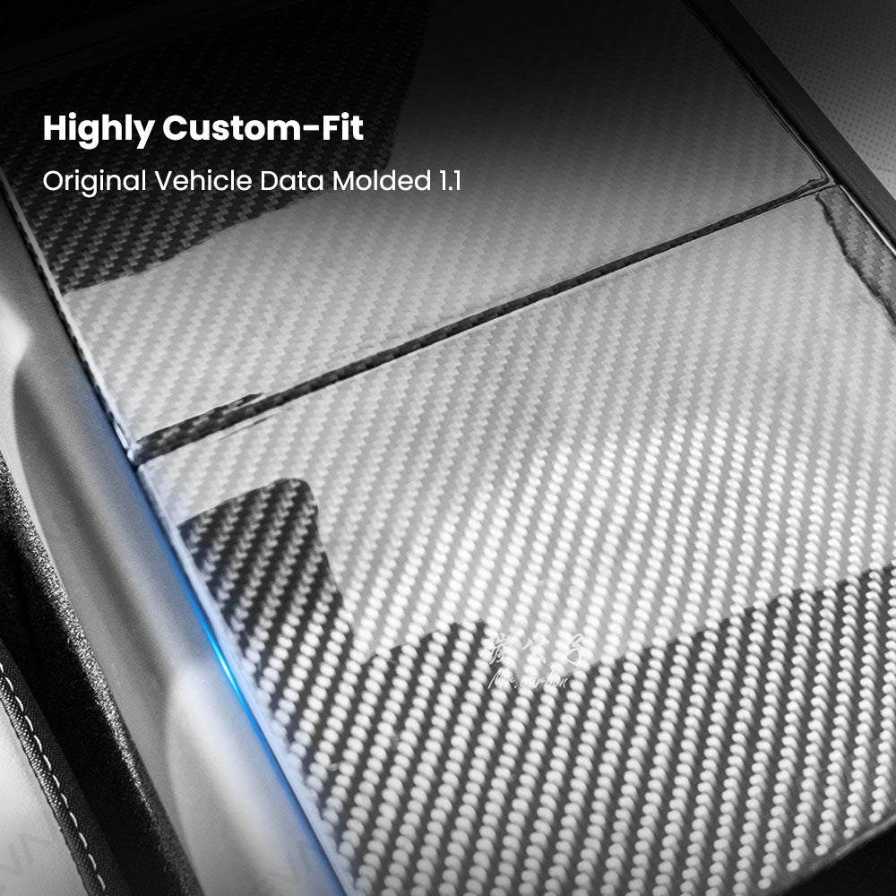 EVAAM® Real Carbon Fiber Center Console Panel Cover for Tesla Model Y Juniper 2025+/Model 3 Highland 2024+ - EVAAM