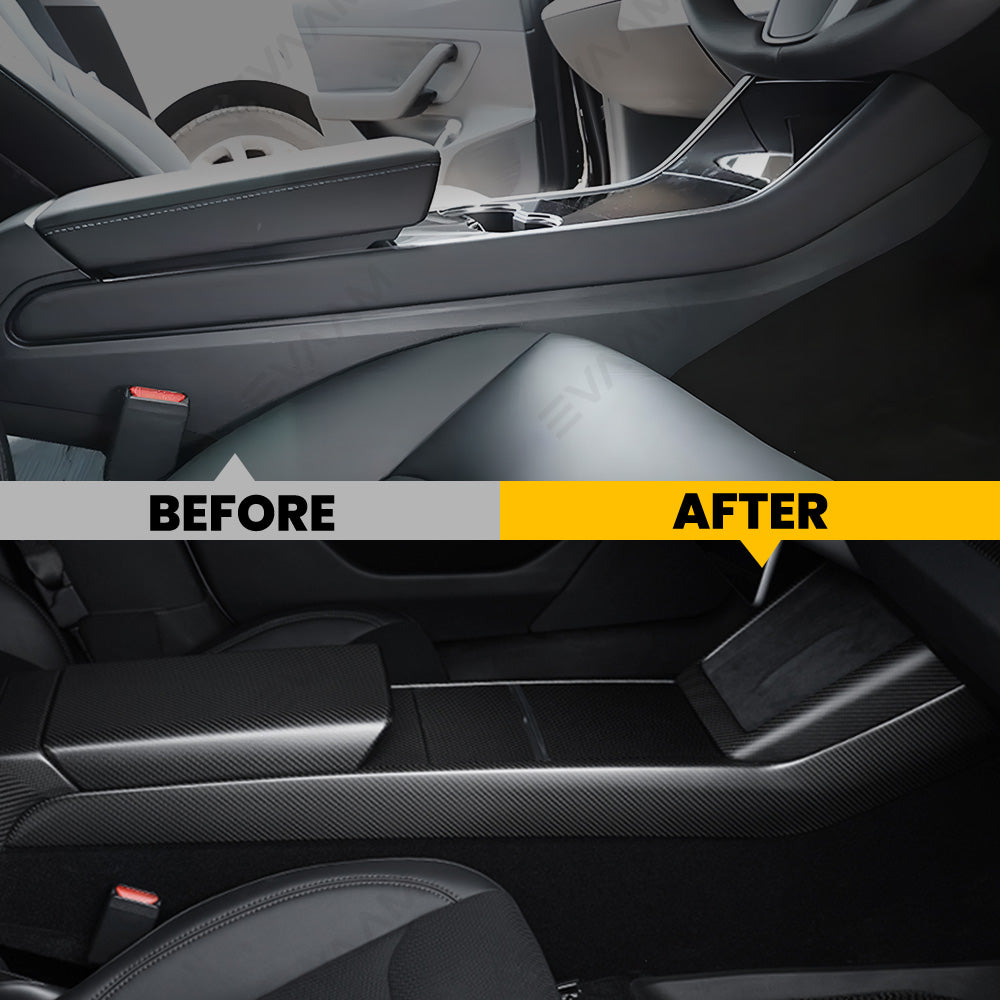 EVAAM® Real Carbon Fiber Center Console Side Interior Trim Panel for Tesla Model 3/Y - EVAAM