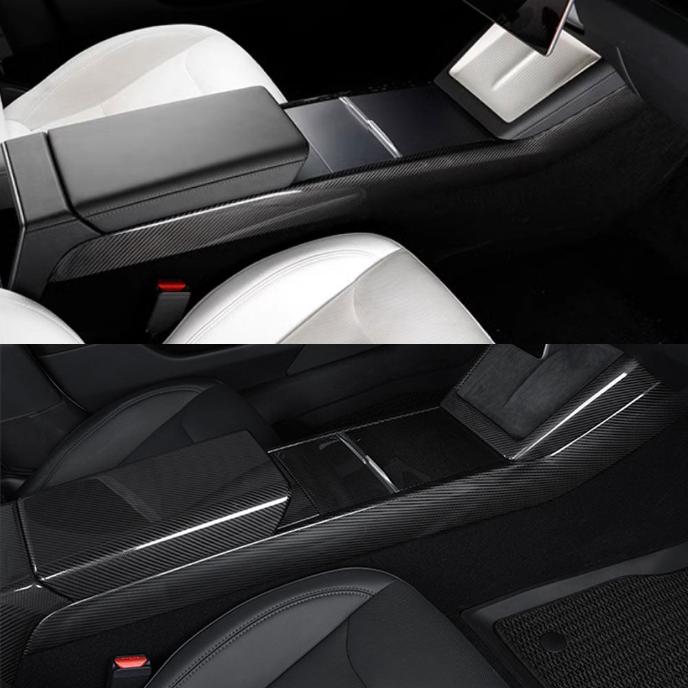 EVAAM® Real Carbon Fiber Center Console Side Interior Trim Panel for Tesla Model 3/Y - EVAAM
