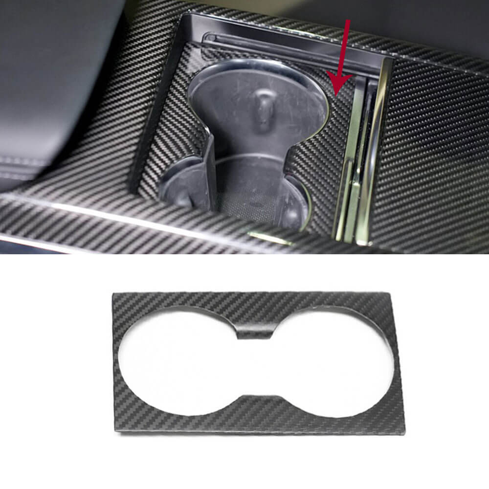EVAAM® Real Carbon Fiber Console Cup Holder Cover For Model S/X 2021+ - EVAAM