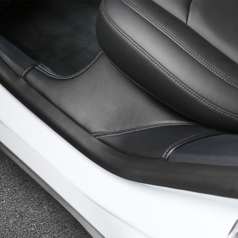 EVAAM® Rear Door Interior Sill Covers Rear Inner Door Leather Pad for Model Y - EVAAM