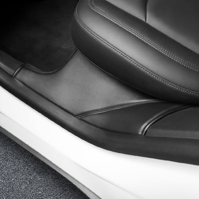 EVAAM® Rear Door Interior Sill Covers Rear Inner Door Leather Pad for Model Y - EVAAM
