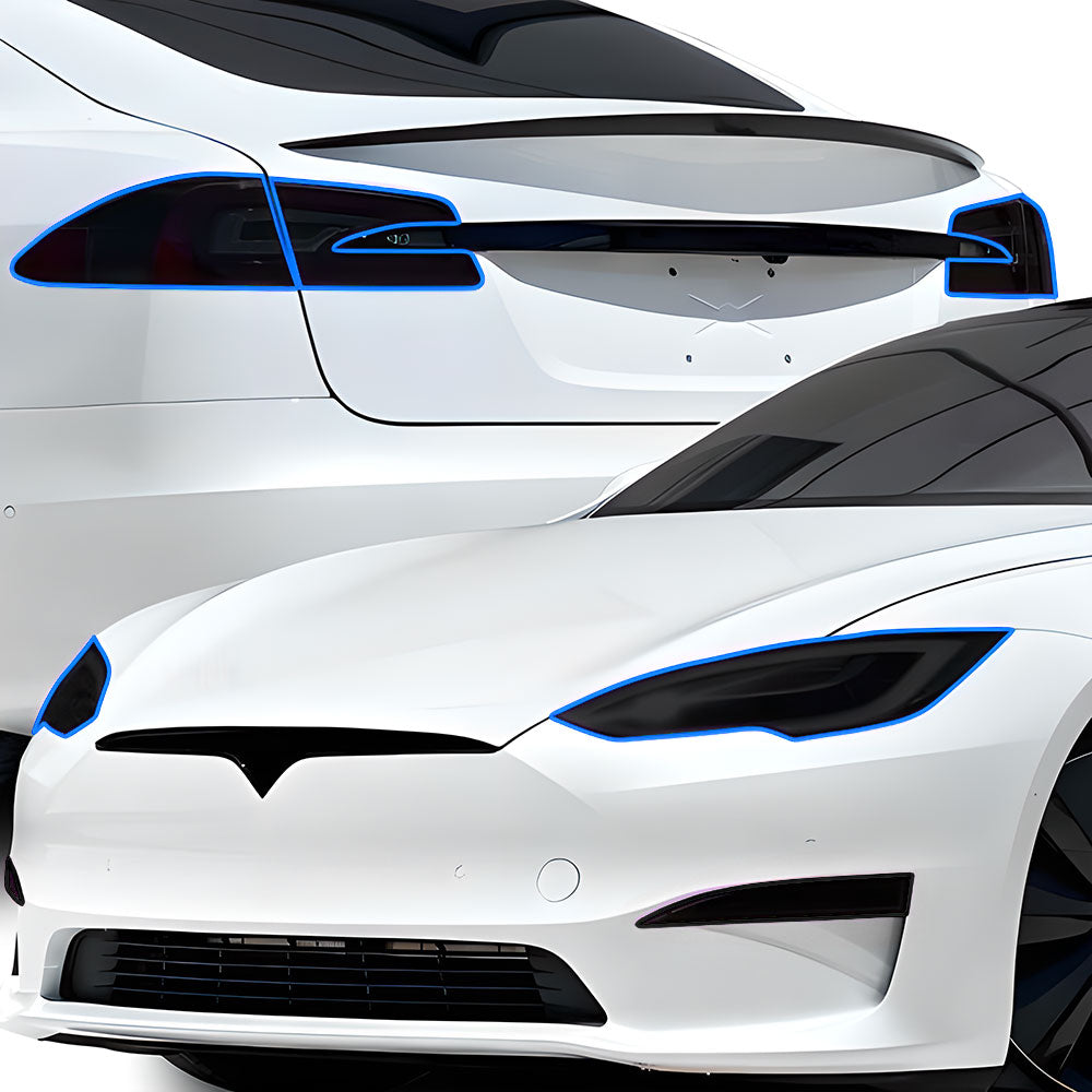 EVAAM® Smoked TPU Full Headlight Taillight Protection For Tesla Model S(2021-2023) - EVAAM