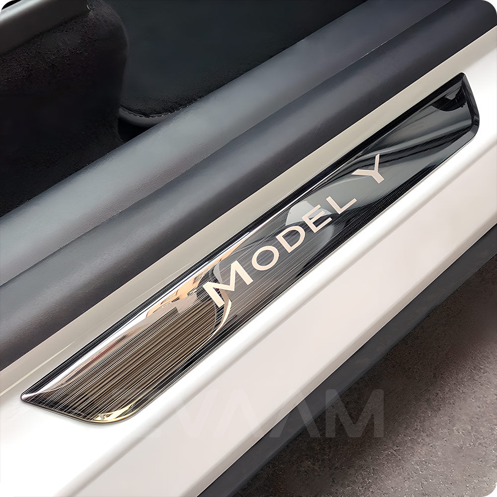 EVAAM® Stainless Steel Door Sill Protection Covers for Tesla Model Y Juniper 2025+ - EVAAM