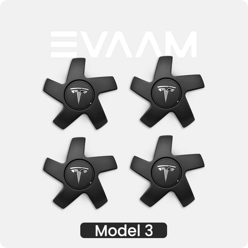 RUIZHI Kit 24 Pièces Capuchons Moyeu Roue Tesla - Noir Avec Logo, Outil Démontage Inclus