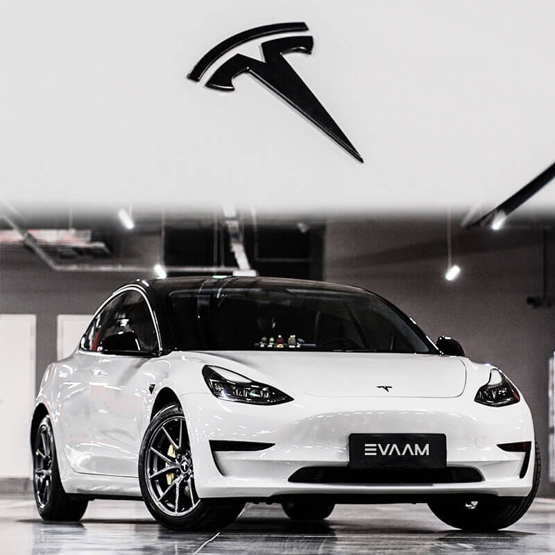 EVAAM® NFC Smart Emblem Front & Rear Badge Decal Wrap Logo Covers for Tesla Model 3/Y - EVAAM