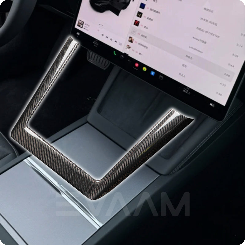 2024 Model 3 Highland EVAAM® Real Carbon Fiber Center Console Charging Frame Cover - EVAAM