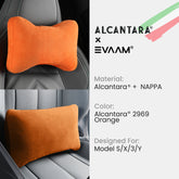 Alcantara Neck & Lumbar Support Pillow Set for Tesla Model 3/Y/S/X -EVAAM® (2PCS) - EVAAM