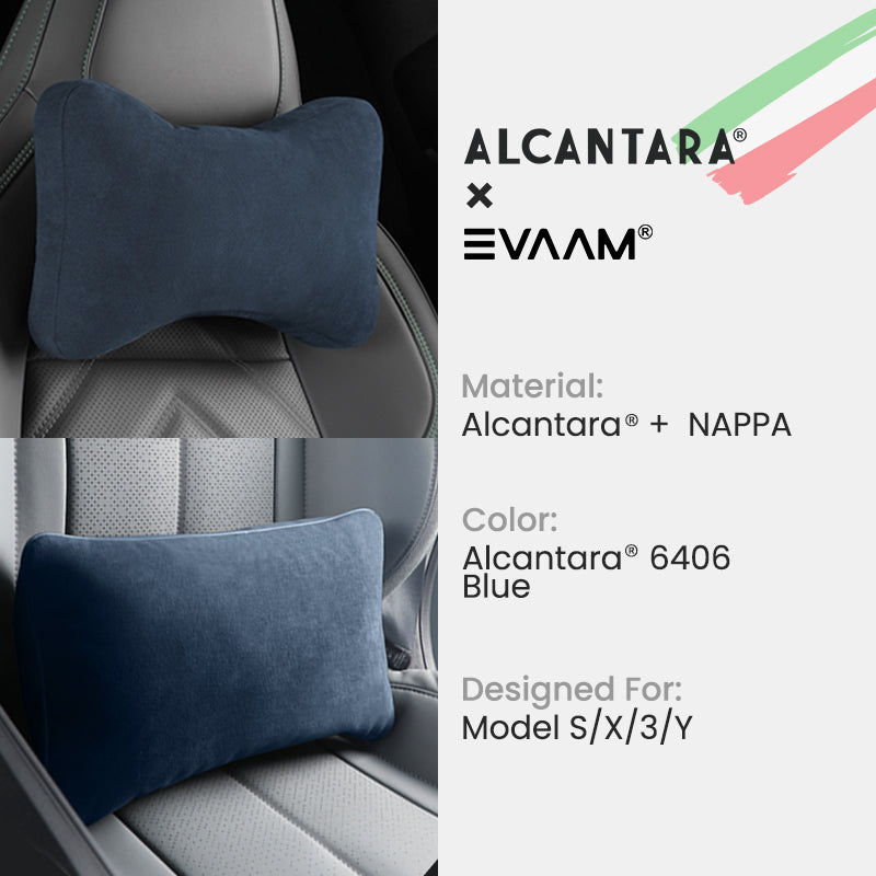 Alcantara Neck & Lumbar Support Pillow Set for Tesla Model 3/Y/S/X -EVAAM® (2PCS) - EVAAM